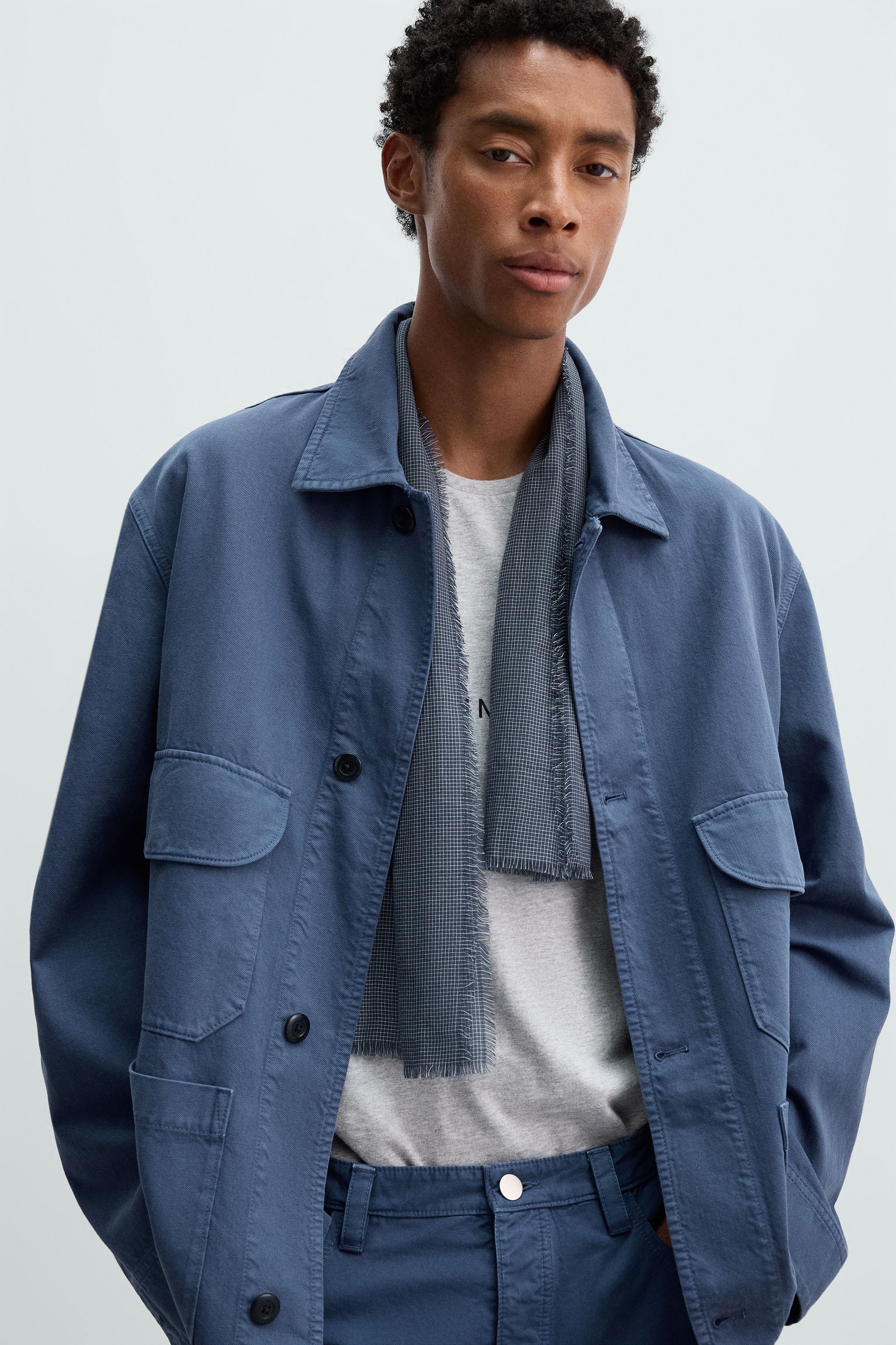 FOULARD ESTRUTURADO DE ALGODÃO - Azul-marinho | ZARA Brasil