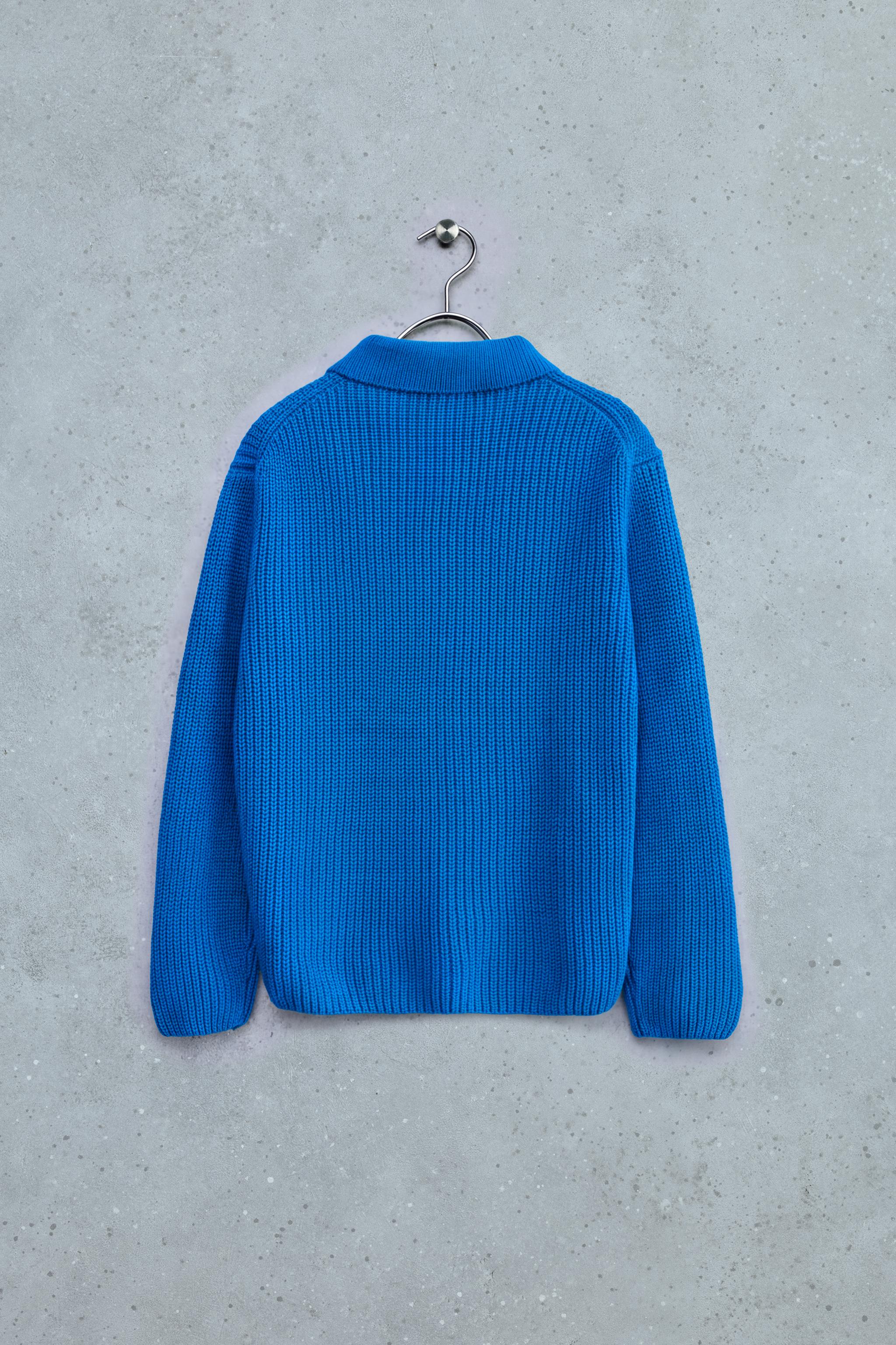 STORIESZ - COTTON AND WOOL CARDIGAN — Blue