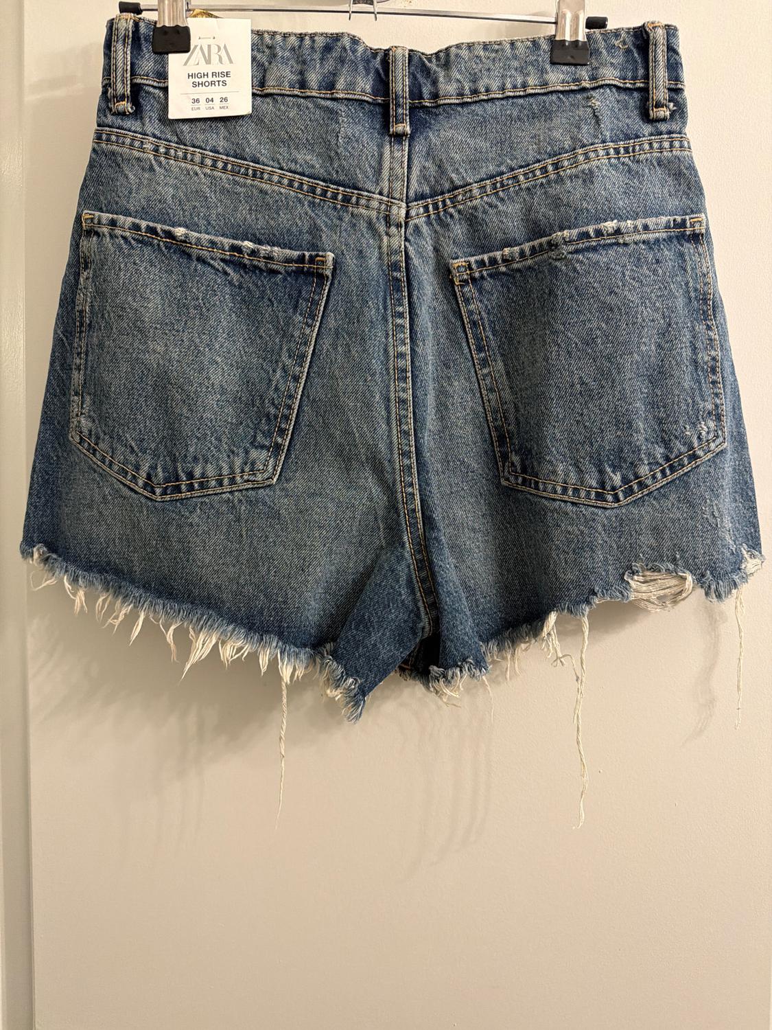 HIGH WAIST RIPPED TRF DENIM SHORTS - Image 2