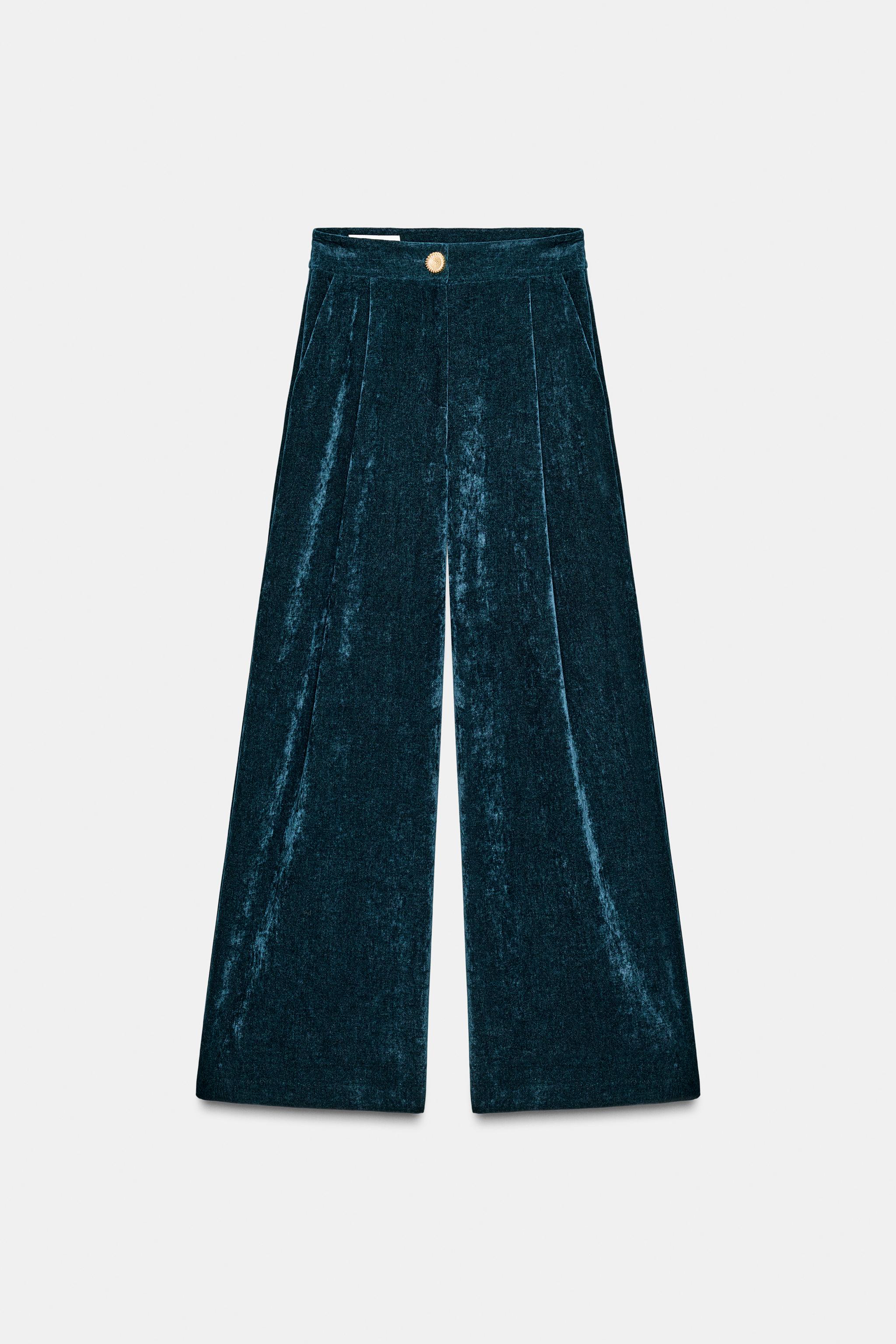 VELVET WIDE LEG PANTS