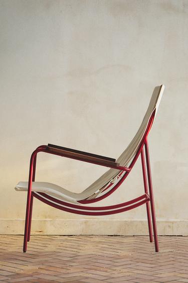 COLOURED TEXTURED METAL CHAIR - Ecru / Red by Zara