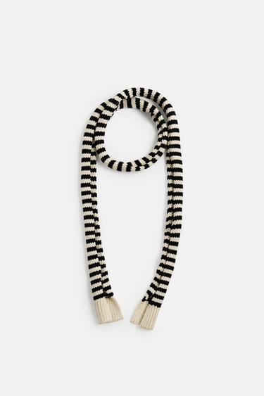 STRIPED KNIT SCARF - LIMITED EDITION - Ecru by Zara
