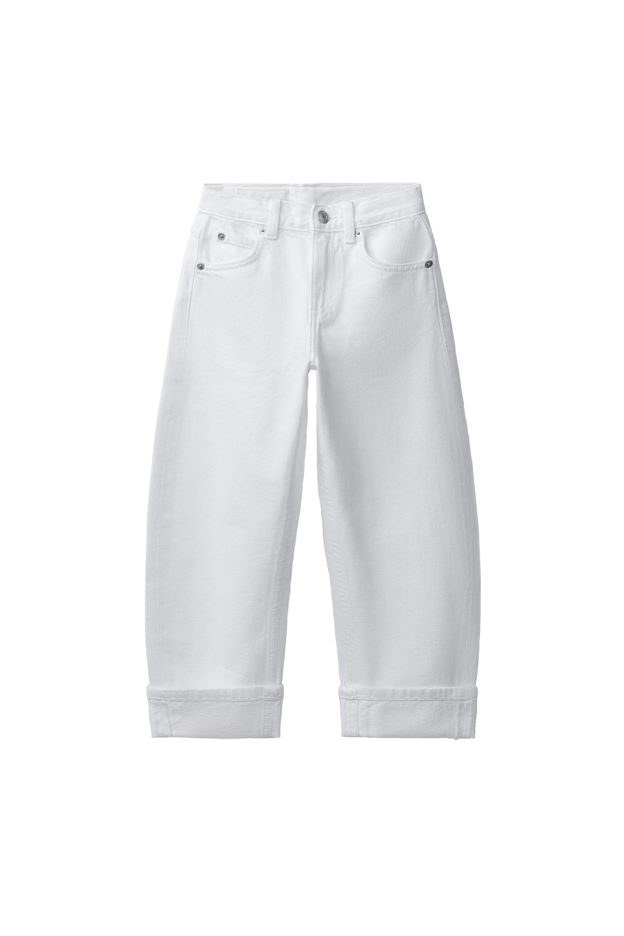 BARREL JEANS WITH CUFFED HEM — White