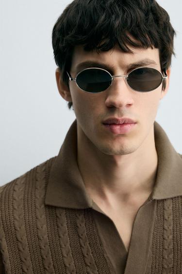 CABLE KNIT POLO SHIRT - camel by Zara - Image 4