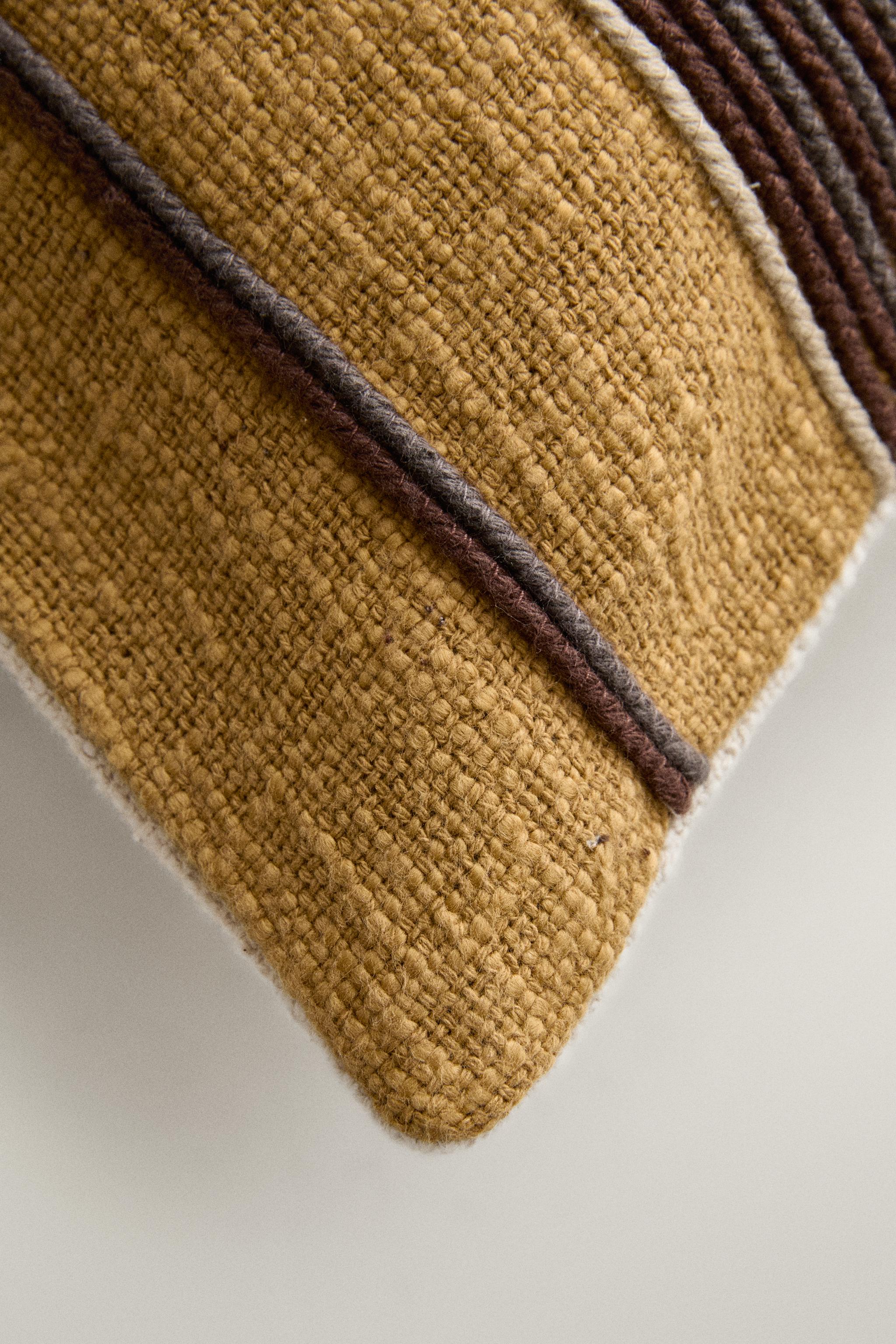 STRIPED THROW PILLOW COVER — Mustard