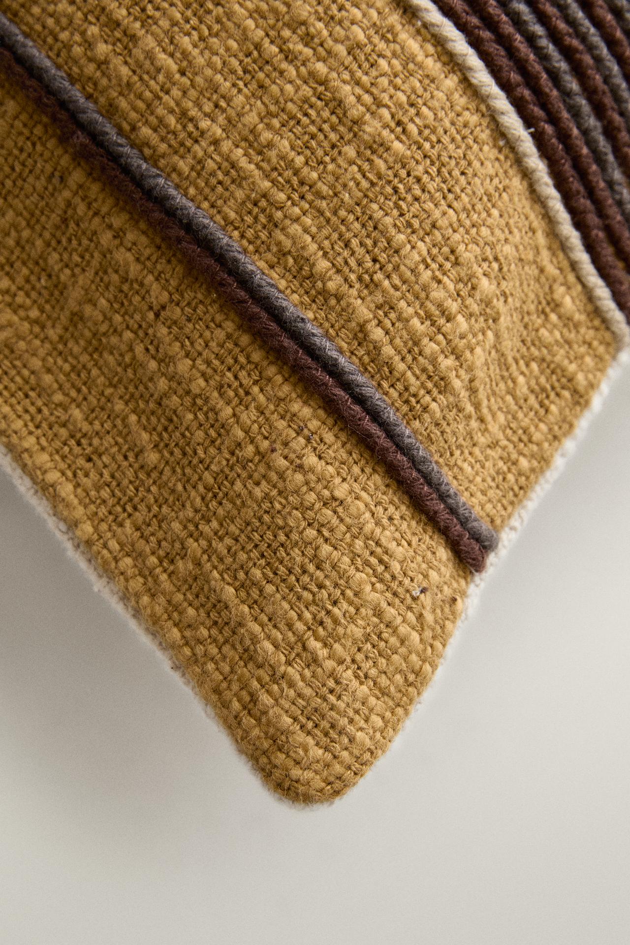 STRIPED THROW PILLOW COVER — Mustard