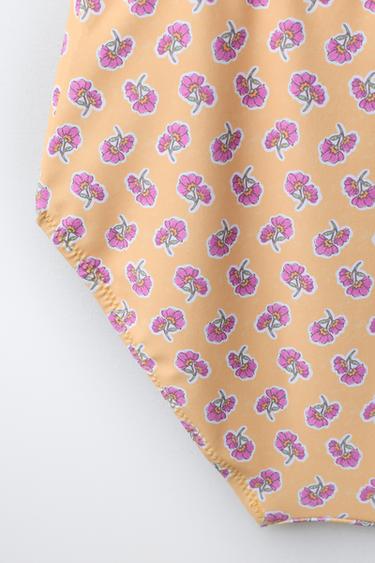 6-14 YEARS / FLORAL SMOCKED SWIMSUIT - Mustard Yellow by Zara - Image 3