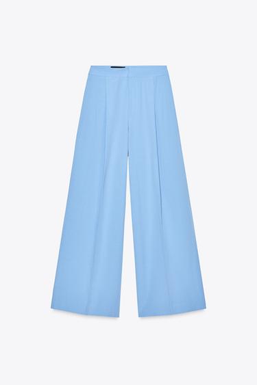 PANTALÓN PLIEGUE - Azul cielo de Zara