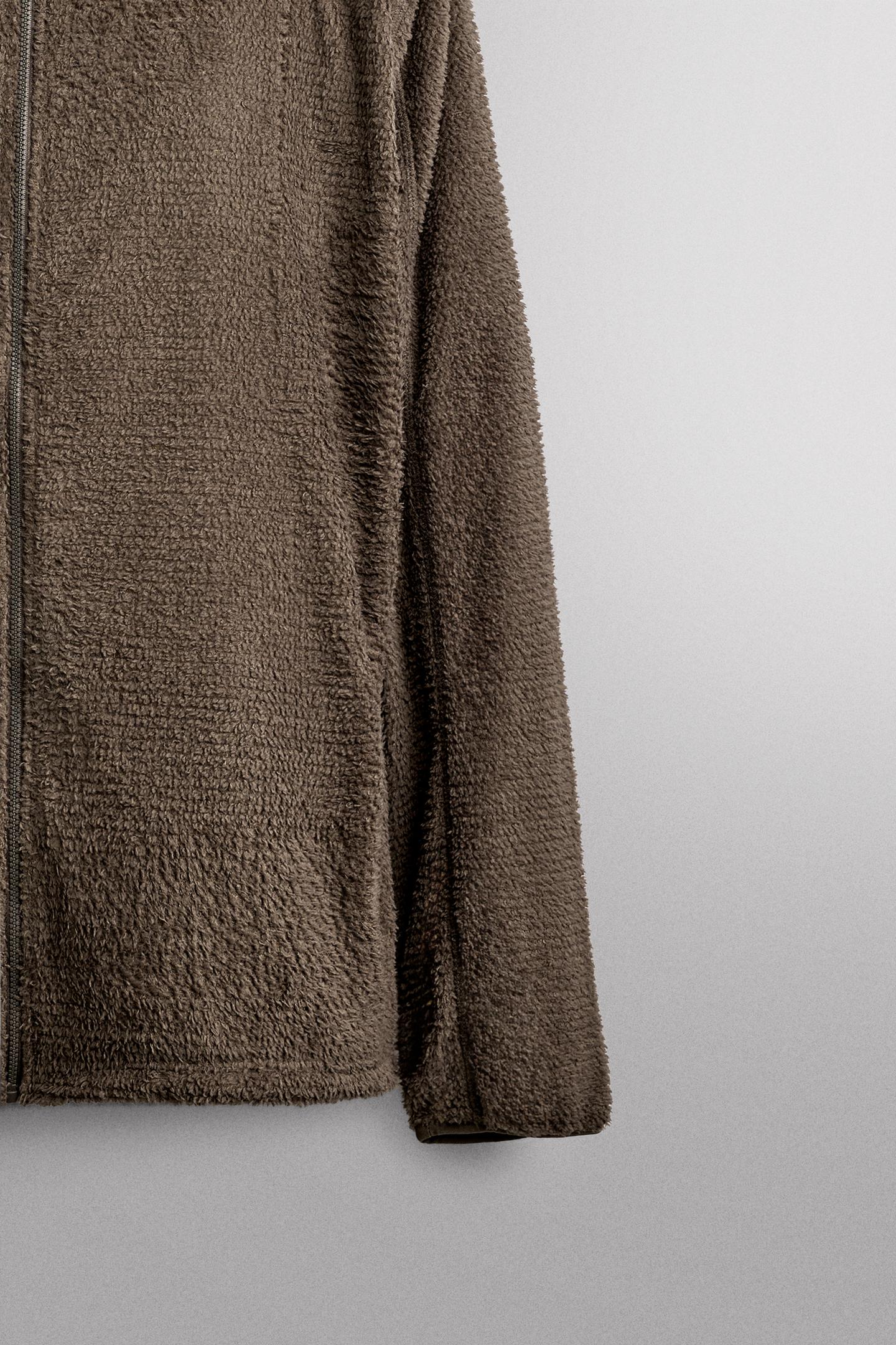 Мужское худи Zara Textured, цвет: Тёмный коричневый — фото 9