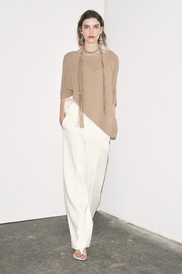 ASYMMETRIC COMBINATION KNIT TOP - Sand by Zara - Image 0