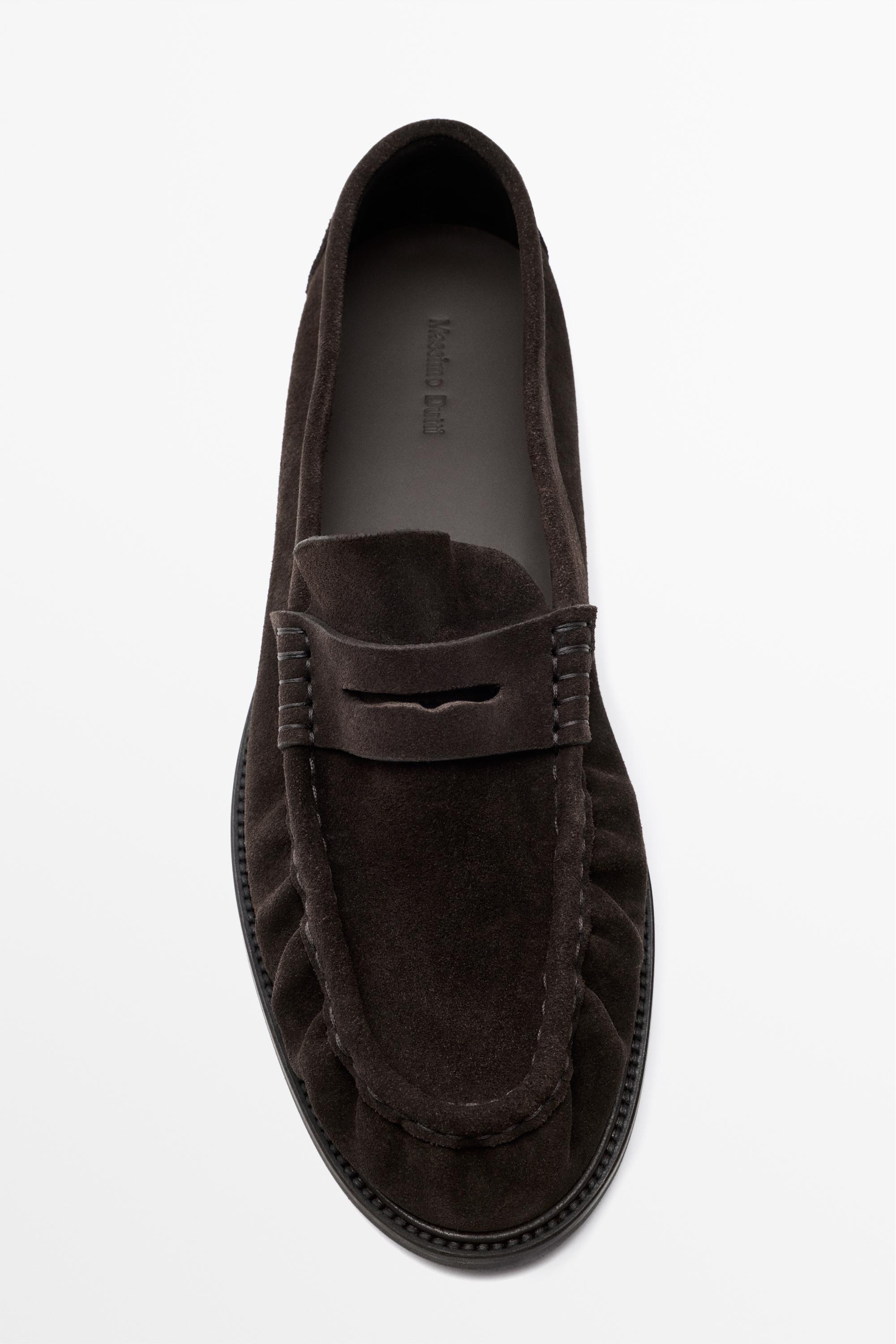 Shirred split suede leather loafer