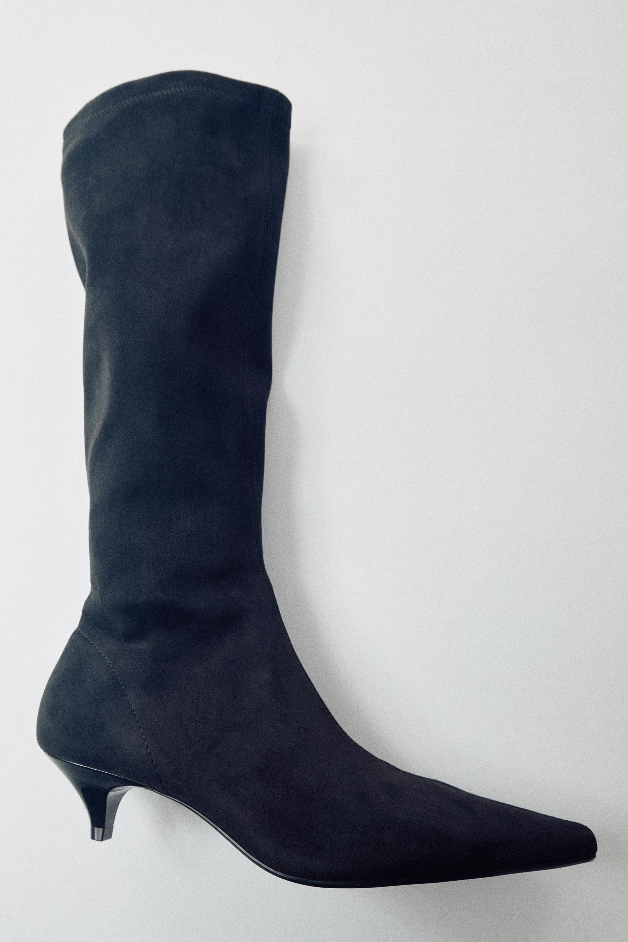 STRETCH KITTEN-HEEL BOOTS