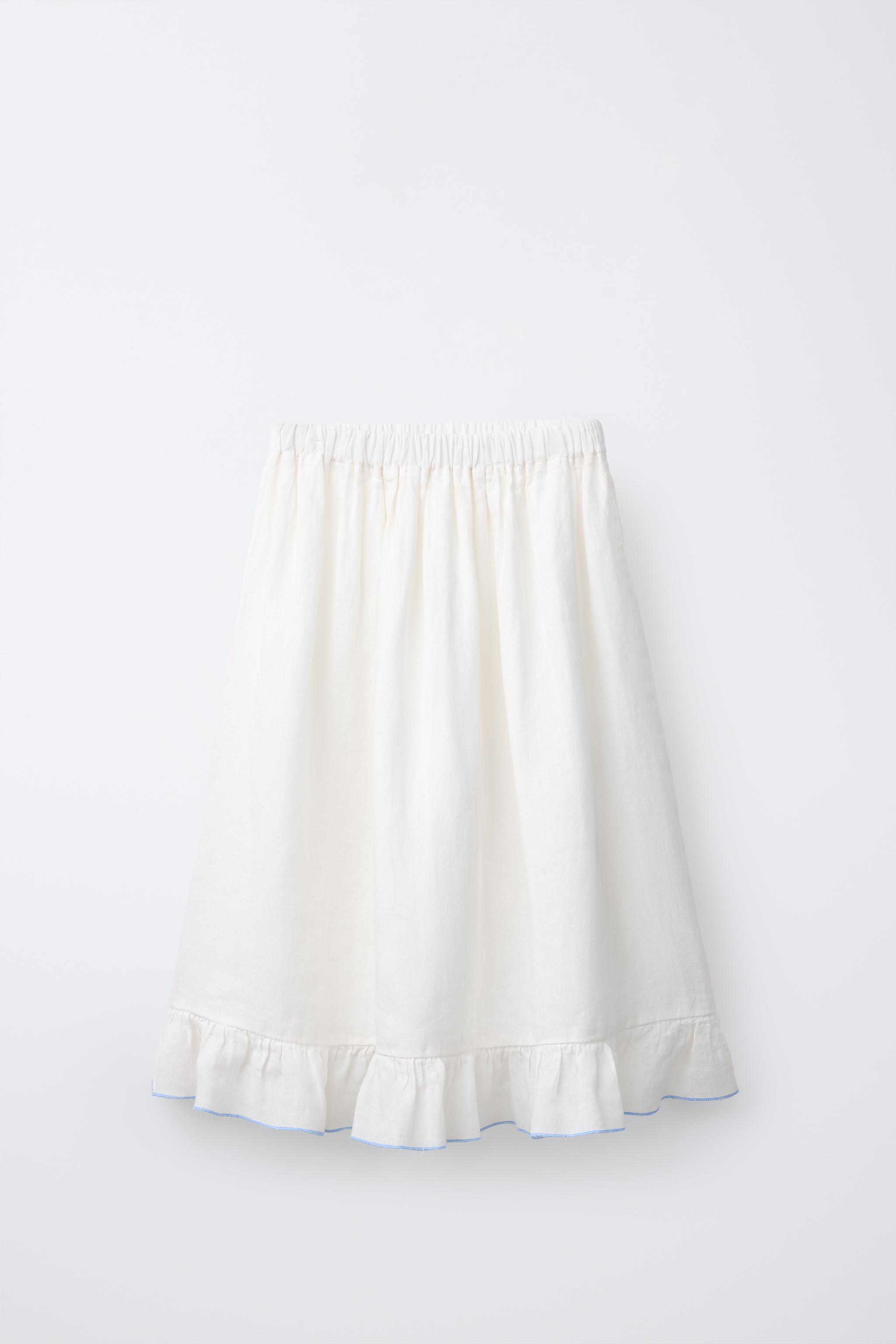 100% LINEN MIDI SKIRT - Light ecru | ZARA United States
