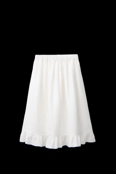100% LINEN MIDI SKIRT - Light ecru by Zara - Image 0