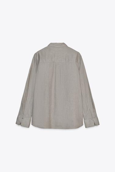 CHEMISE 100 % LIN COLLECTION ZW - Gris clair de Zara - Image 5