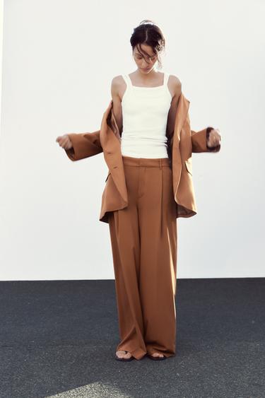 PANTALON À PLIS - Caramel de Zara - Image 1