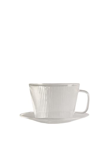 BOROSILICATE GLASS TEACUP AND SAUCER - Transparent by Zara