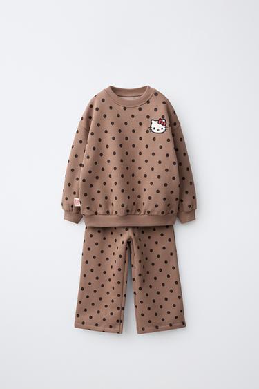 ENSEMBLE SWEAT ET PANTALON À POIS HELLO KITTY © SANRIO - Marron de Zara