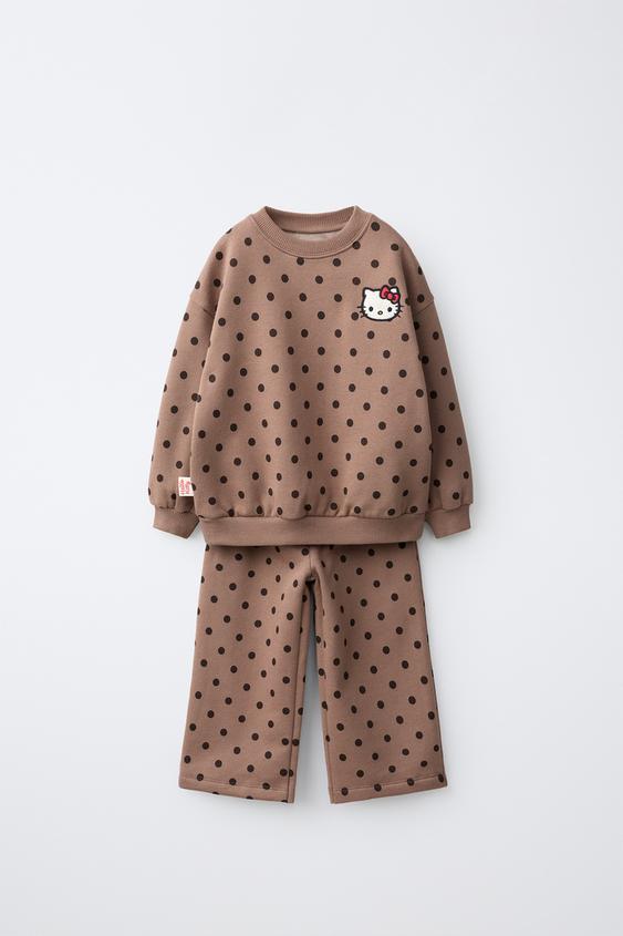 HELLO KITTY © SANRIO POLKA DOT SWEATSHIRT AND TROUSERS SET - Brown by Zara - Image 0