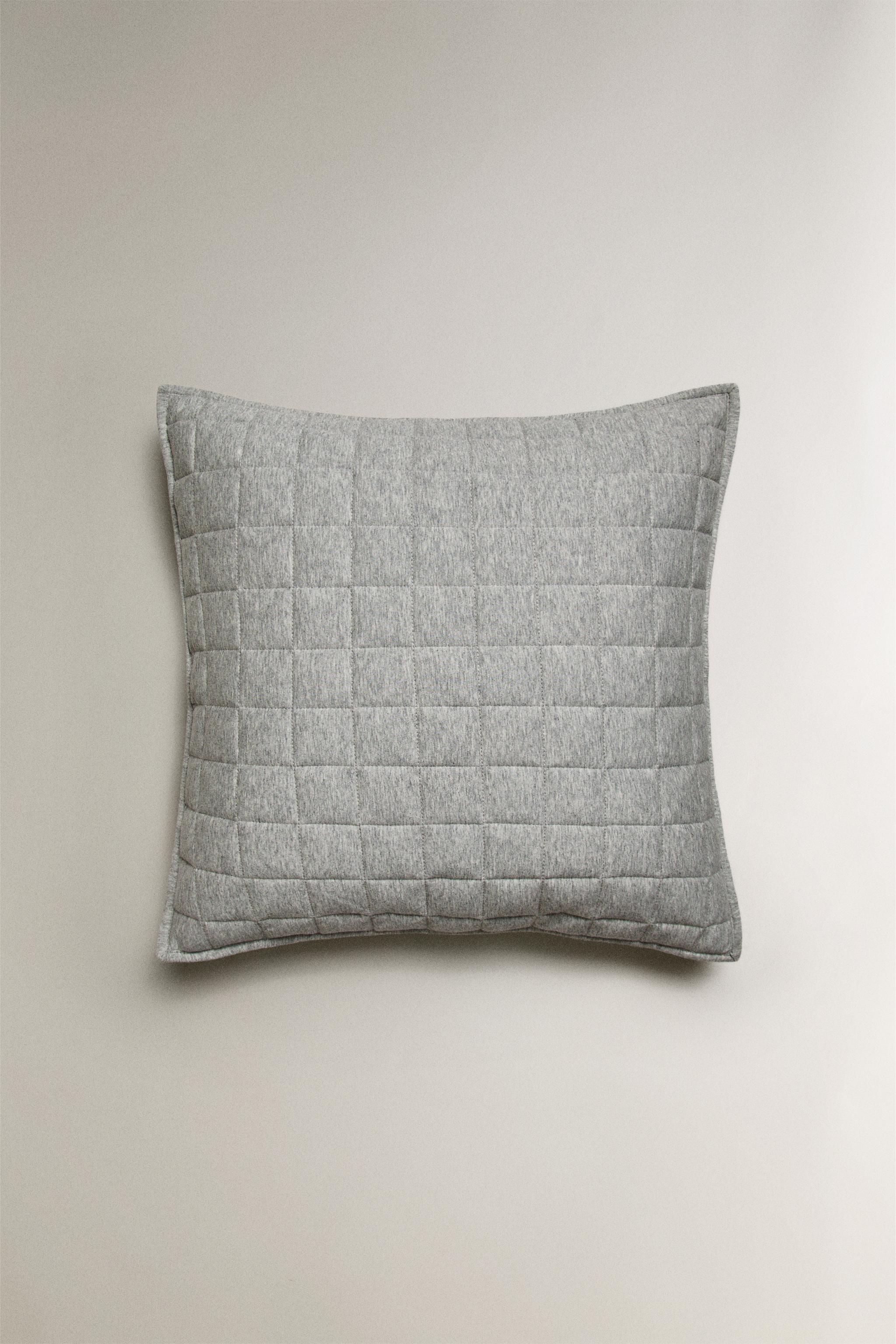 HOUSSE DE COUSSIN D'ÉDREDON EN JERSEY MÉLANGÉ GRIS