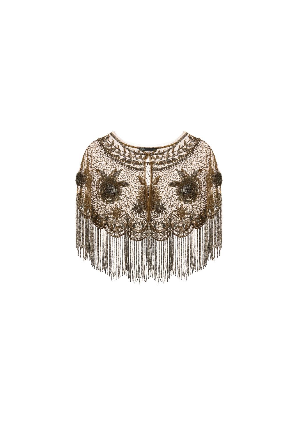 FRINGED EMBROIDERED BEAD CAPE - image 3