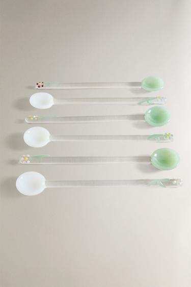 FLORAL GLASS DESSERT SPOONS (PACK OF 6) -  by Zara - Image 3