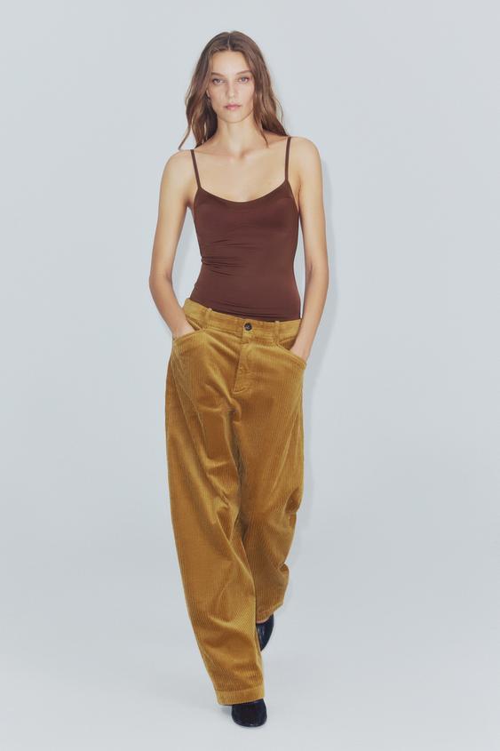 TOP CON TIRANTES Y COSTURAS - Marrón de Zara - Imagen 0