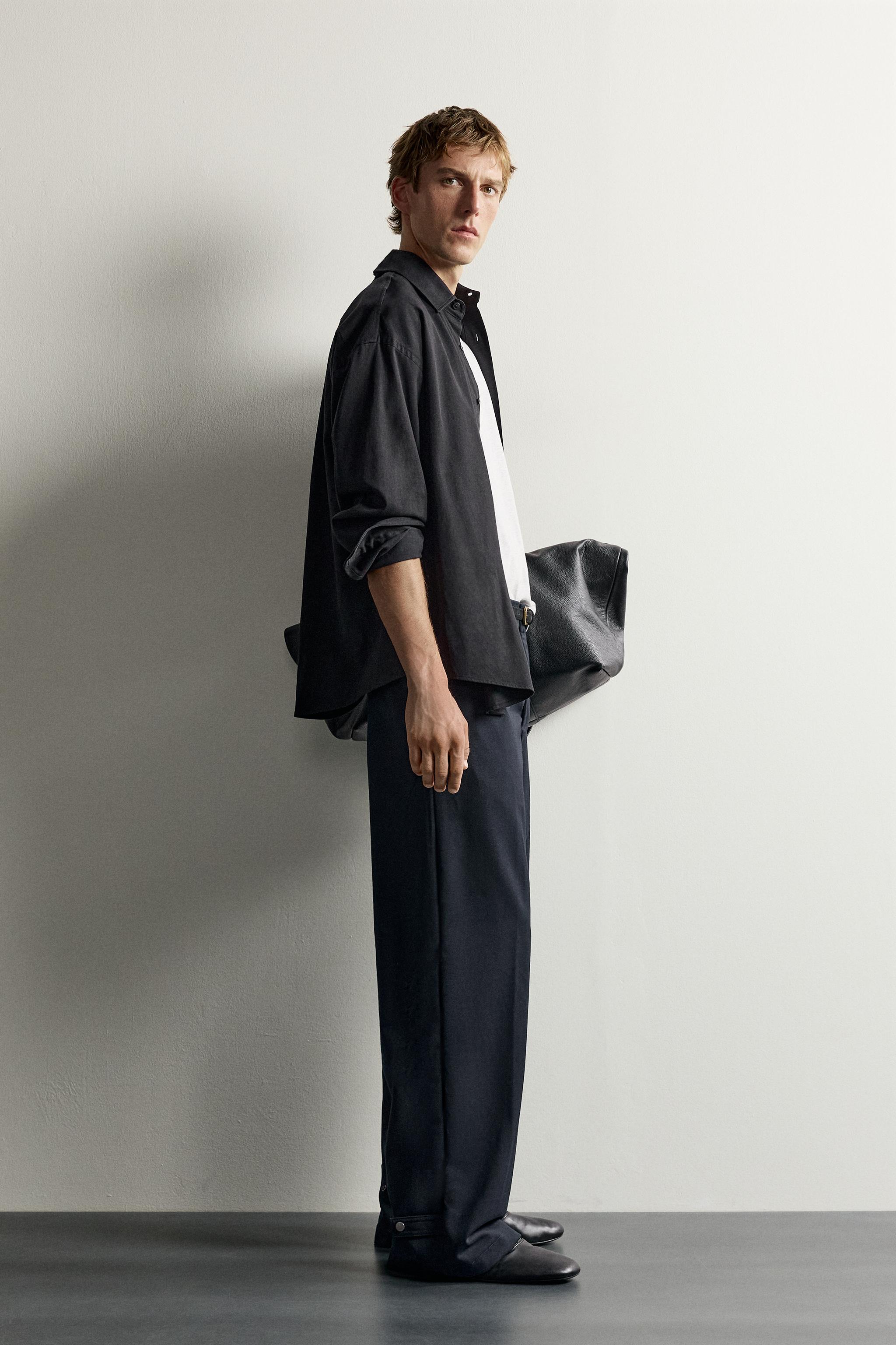 Мужские брюки Zara STRAIGHT-FIT PANTS WITH TABS — фото 4