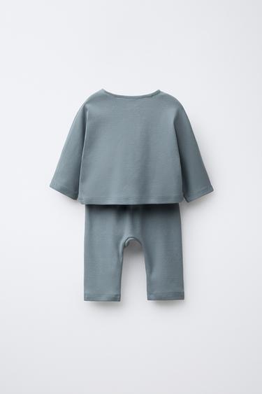 PLAIN T-SHIRT AND TROUSERS SET - Blue / Grey by Zara - Image 1