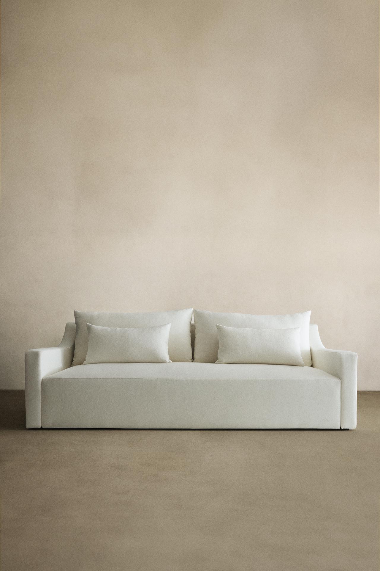 WASHED LINEN COUCH — Oyster-white