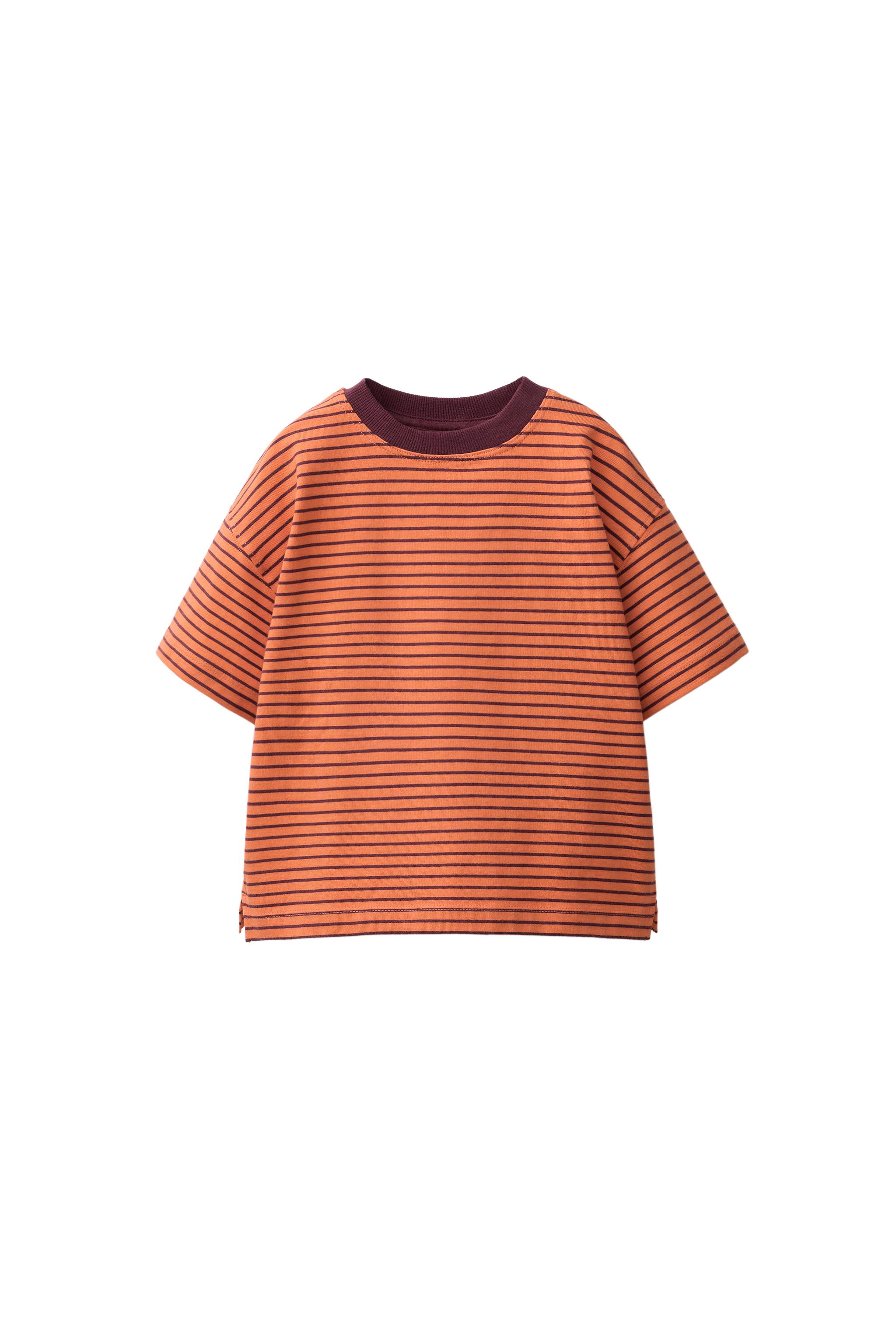 STRIPED T-SHIRT — Burnt orange