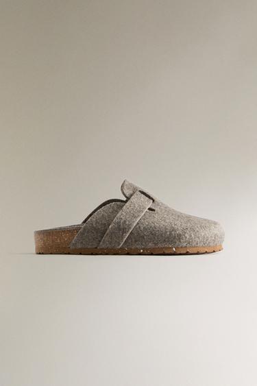 FELT CLOGS WITH STRAP - Khaki Green by Zara - Image 0