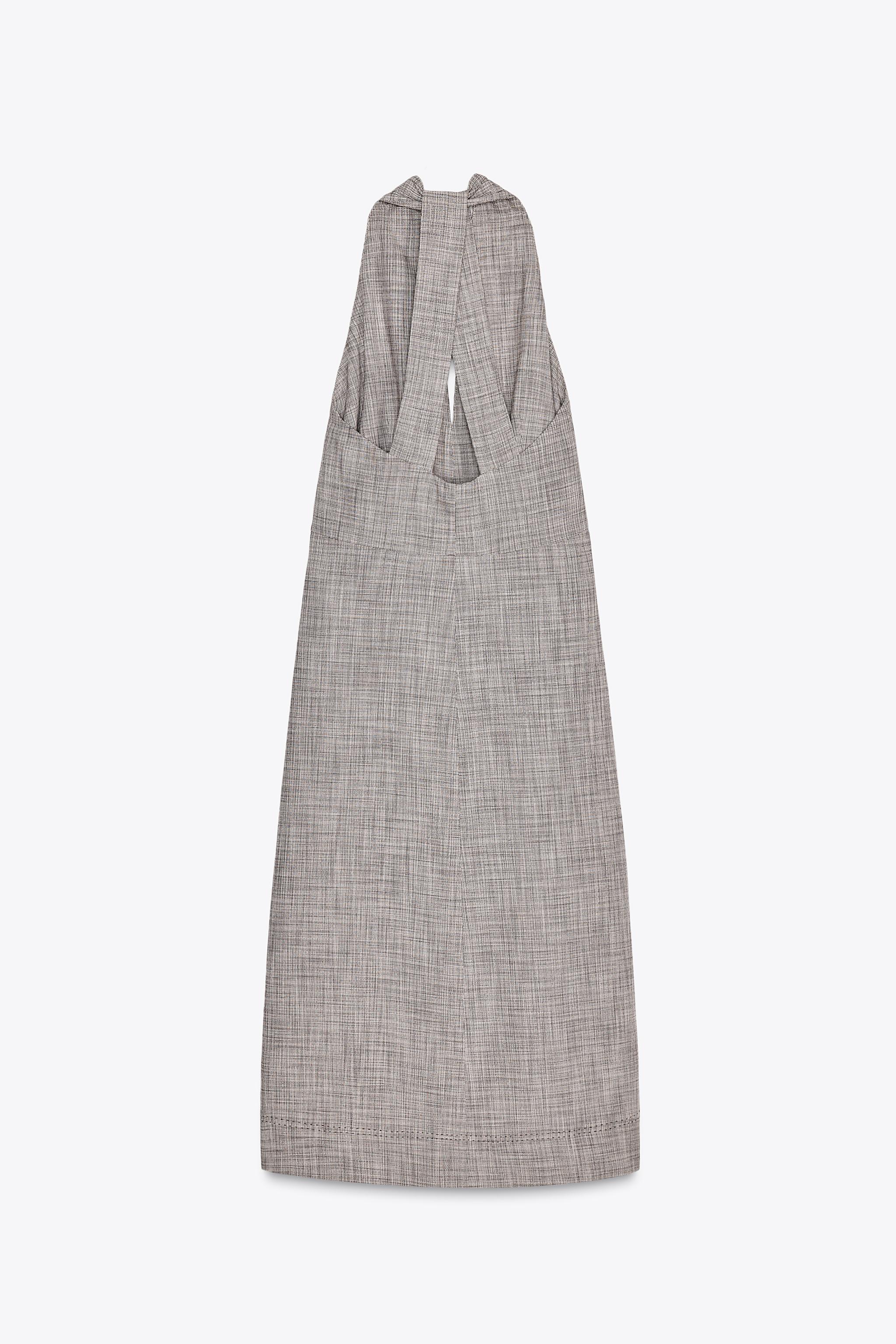 【ZARA】ZW COLLECTION ミディワンピース 2493/775/017 ZW COLLECTION HALTER MIDI DRESS - Brown / White | ZARA