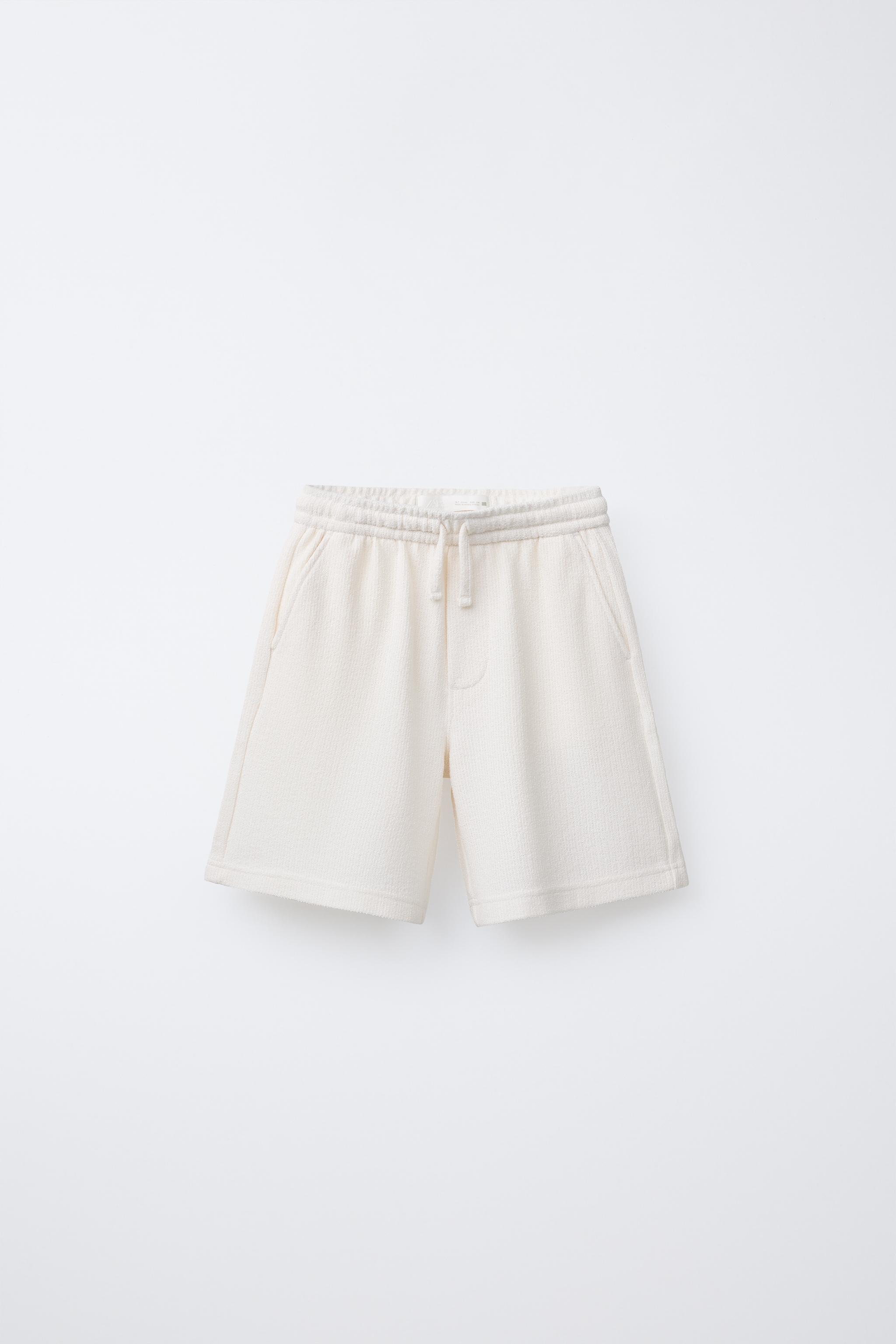 SLIM FIT TEXTURED TOWEL SHORTS - Ecru | ZARA United States