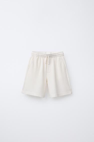 SLIM FIT RUSTIC TOWELLING BERMUDA SHORTS - Ecru by Zara