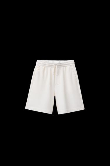 RUSTIKALE SLIM-FIT-BERMUDASHORTS IN FROTTÉE-OPTIK - Cremefarben von Zara - Bild 0