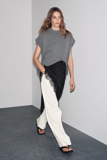 ВОВНЯНИЙ ЖИЛЕТ ОВЕРСАЙЗ З АСИМЕТРИЧНИМ НИЗОМ - Сірий Zara