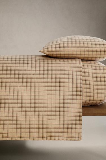 CHECK FLANNEL DUVET COVER - Beige by Zara - Image 2