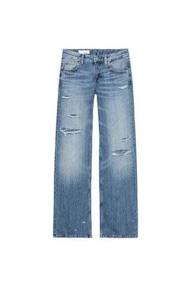 TRF LOW-RISE WIDE-LEG JEANS - Blue by Zara
