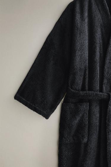HIGH QUALITY COTTON BATHROBE (420 GXM²) - Black by Zara - Image 2