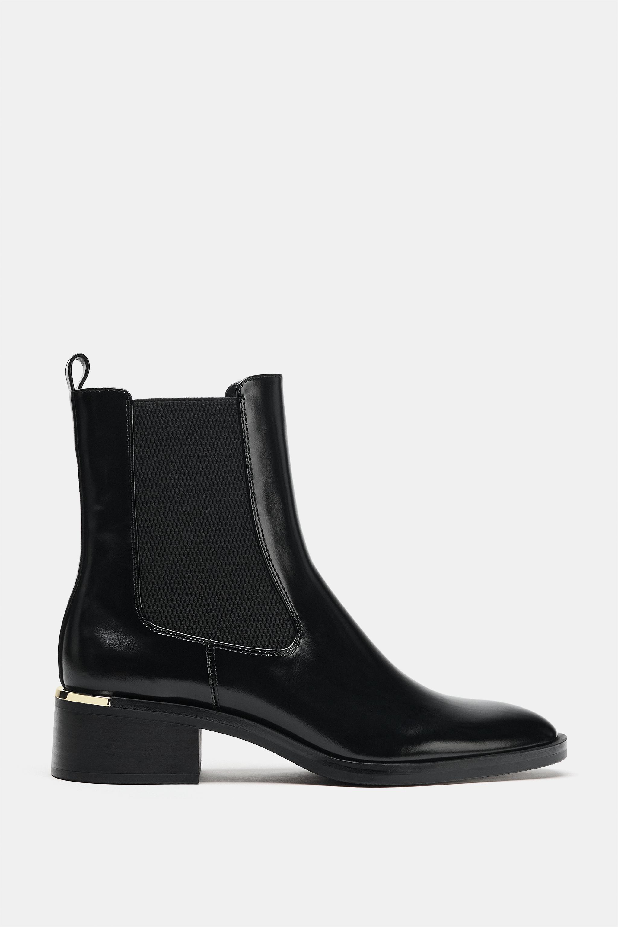 HEELED ANKLE BOOTS WITH METAL DETAIL — Black