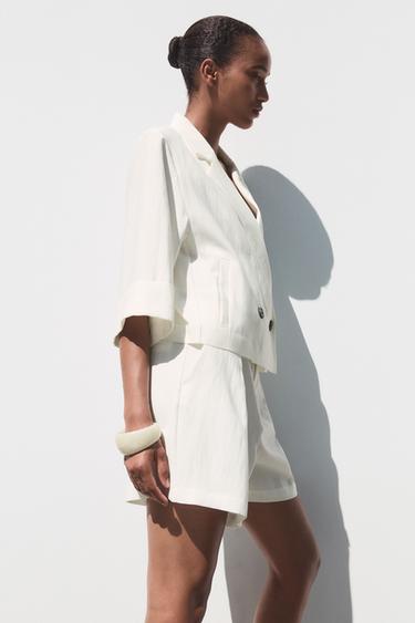 BELTED BERMUDA SHORTS WITH DARTS - White by Zara - Image 2