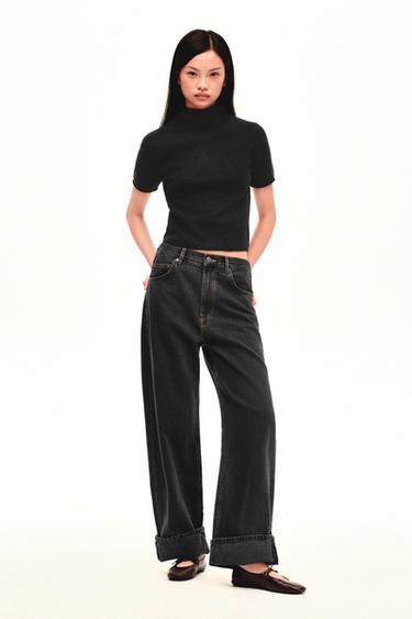 Zara 柔軟觸感短袖針織衫 - 黑色