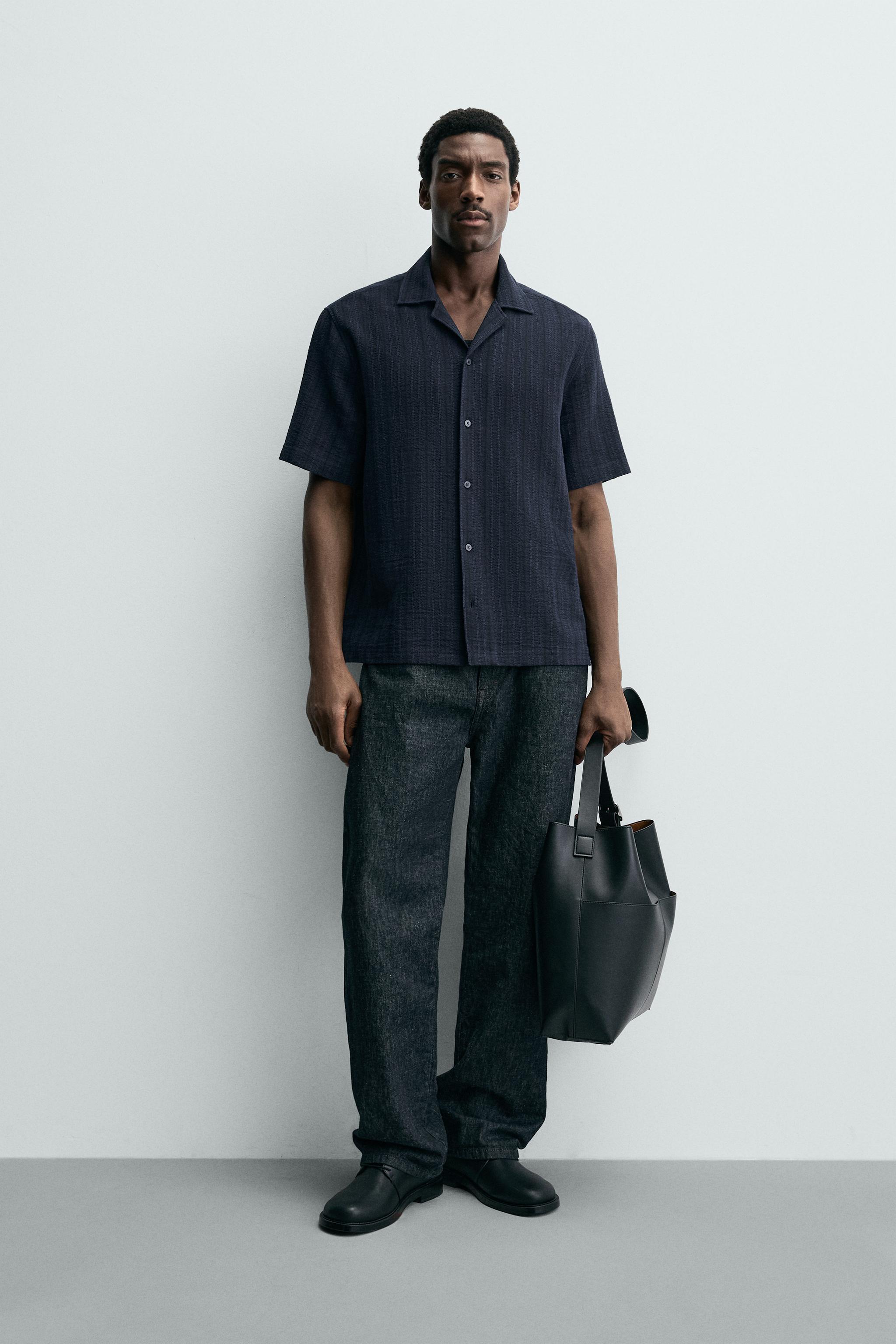 GEOMETRIC JACQUARD SHIRT - Navy blue | ZARA United States