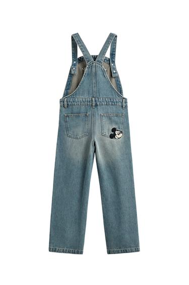 MICKEY MOUSE EMBROIDERED DENIM DUNGAREES HARRY LAMBERT FOR ZARA X DISNEY - Turquoise by Zara