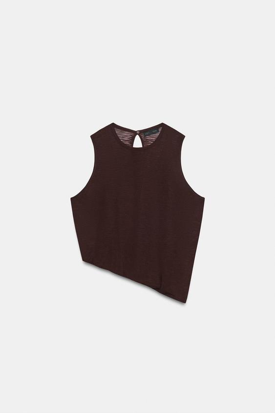 ASYMMETRIC KNIT TOP - Brown by Zara - Image 0