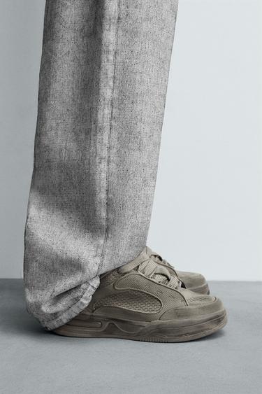 DISTRESSED CHUNKY TRAINERS - Taupe Grey by Zara - Image 0