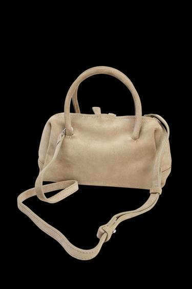 BOWLING-TASCHE AUS VELOURSLEDER - Gebrochenes Weiß von Zara