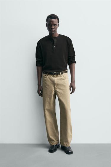 Zara STRAIGHT FIT PANTS - Beige - Image 0