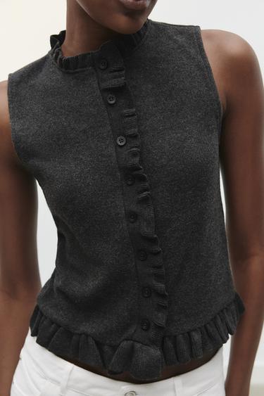 TOP SOFT VOLANTES - Gris oscuro de Zara